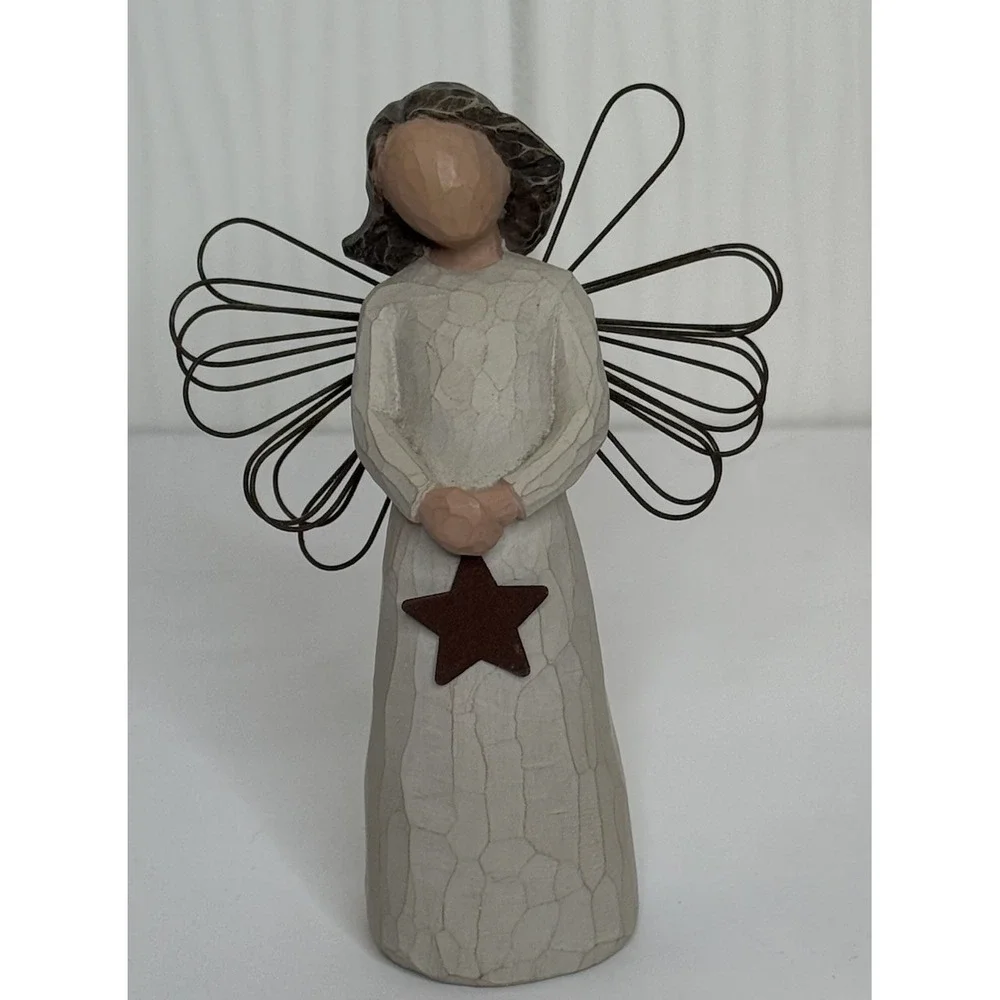 VTG Lot 4 Willow Tree Angel Figurine Demdaco Light, Happiness & Thinking Of You